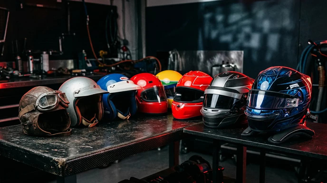 Kacige vozača Formule 1 iz različitih era, od pedesetih godina do danas